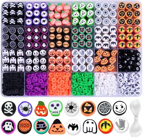 BBita 1480pcs Halloween Polymer Clay Beads Charms Friendship Bracelet Necklace Earring Jewelry Making kit, Accessories for Arts Crafts DIY Birthday Gifts for Women Girls by BBita
