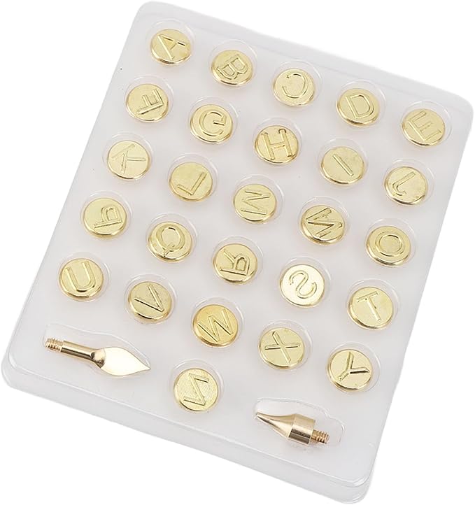 Restokki Brass Alphabet Carving Letters Burning Tip for Wood Leather Paper Branding Personalization DIY Crafts, 26 Letters