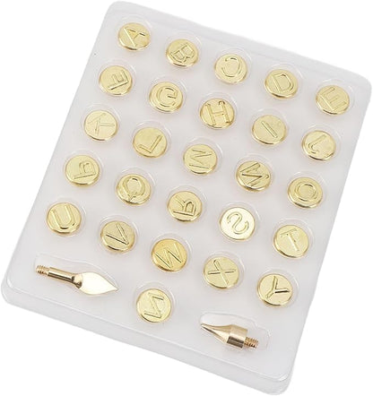 Restokki Brass Alphabet Carving Letters Burning Tip for Wood Leather Paper Branding Personalization DIY Crafts, 26 Letters