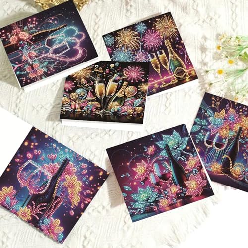C'eitura 6Pcs Celebration DIY Diamond Art Painting Greeting Cards Kit | Congratulations Thank You Birthday Graduation Cards | All Occasion Party Theme Blank Note Cards for Kids & Adults - Image 4
