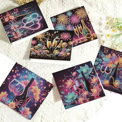 C'eitura 6Pcs Celebration DIY Diamond Art Painting Greeting Cards Kit | Congratulations Thank You Birthday Graduation Cards | All Occasion Party Theme Blank Note Cards for Kids & Adults - Image 4