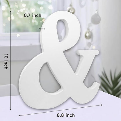 AOCEAN 10 Inch White Big Wood Letters, Unfinished Wooden Letters for Wall Decor Decorative Standing Letters Slices Sign Board Decoration for Craft Home Party Projects (&)