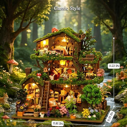 RHZN DIY Miniature House Kit for Adults Mini House Snow Tree House - Image 2