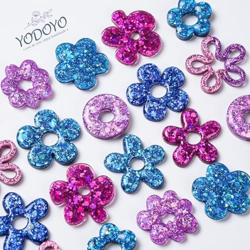 YODOYO Flower Earring Resin Molds, 3pcs Star Heart Pendant Silicone Mold - Image 3