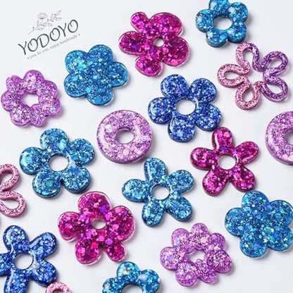 YODOYO Flower Earring Resin Molds, 3pcs Star Heart Pendant Silicone Mold - Image 3
