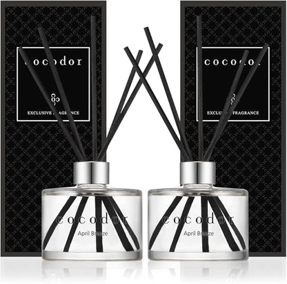 COCODOR Signature Reed Diffuser Set/April Breeze / 6.7oz /2 Pack/Home Fragrance Diffuser, Oil Scent Diffuser for Bathroom Shelf Decor