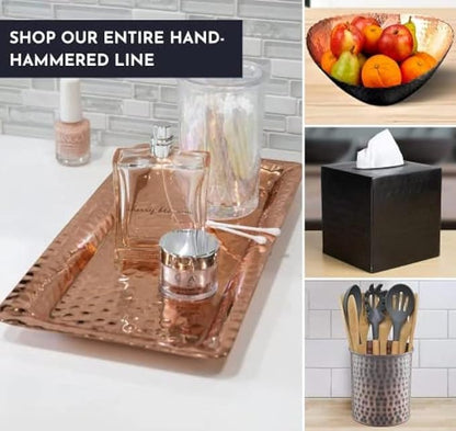 Monarch Abode Decorative Tray – 16-Inch Hand Hammered Copper Plated Metal Bathroom Tray Countertop, Vanity Trays Organizer, Perfume Plate for Dresser, Kitchen Countertop Large Fruit Platter