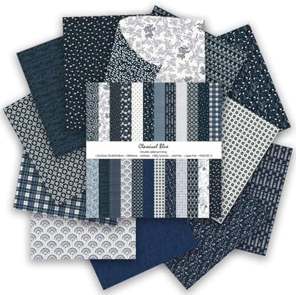 Gingham Scrapbook Paper 12x12 Blue,24 Sheets Double-Sided Boho Blue Floral Pattern CardStock Paper Pad Boho Tone Decorative Craft Papers for Holiday Cardmaking DIY Collage Papers. by iKammo