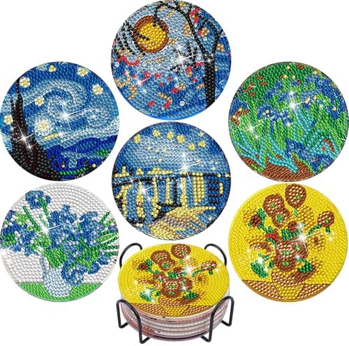 EWJRNSF 6 PCS Landscape Diamond Art Coasters Kit with Holder for Adults by EWJRNSFDiamondPainting