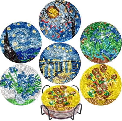 EWJRNSF 6 PCS Landscape Diamond Art Coasters Kit with Holder for Adults by EWJRNSFDiamondPainting