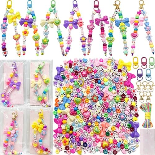 Lyukii 480Pcs Beaded Keychain Making Kit,Colorful Bag Charm Kit by Lyukii