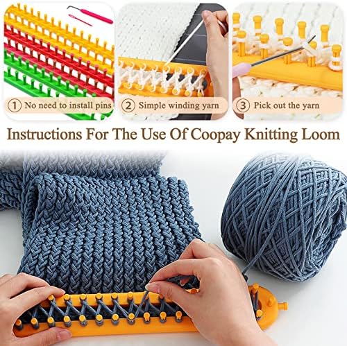 Coopay Plastic Knitting Loom & Yarn Kit, Rectangular Knitting Loom Set - Image 4