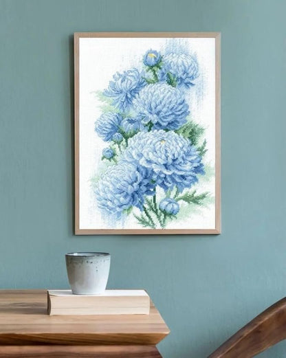 RIOLIS - Delicate Chrysanthemums 2140, Cross Stitch Kits 8¼" x 11¾", Cross Stitch Kits for Adults, Floral Counted Cross Stitch Kits, Embroidery Kit for Beginners & Advanced, Crossstitching Kits