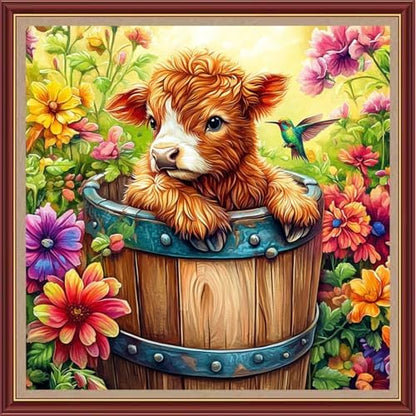 Dooxvey Cross Stitch Kits for Adults Beginners,Full Range of Cross-Stitch Stamped Kits Needlepoint Kits for Beginners Embroidery Kits 11CT Cross Stitch Patterns-Colorful Flower Calf 18x18 inch by DooxveyStampedEmbroideryKit