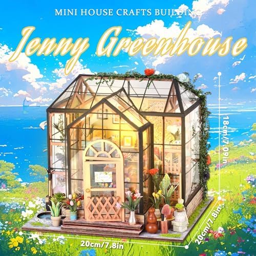 Flever DIY Miniature House Kit, Tiny Home Kit with LED Light, Mini House Build Craft Kits for Adults and Teens, Home Decor Creative Gift for Family/Friends (Jenny' s Greenhouse) - Image 2