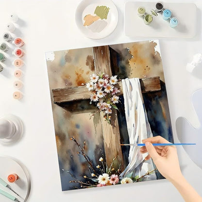 Autumn Landscape Paint by Numbers Kit for Adults - DIY Fall Picnic by The River Painting on Rolled Canvas 16x20 Inches, Acrylic Paint Set, Suitable for Beginners, Art for Home Decoration or Gifts - Image 4