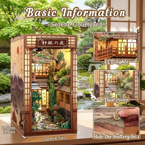 Cutefun Book Nook Kit - DIY Miniature Japanese Zen Garden House Kit - Image 2