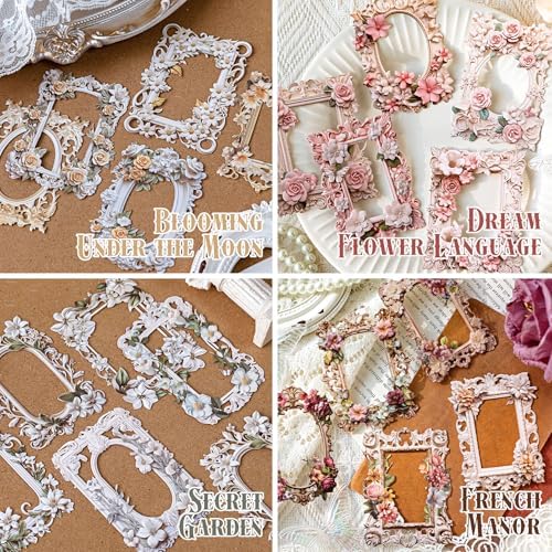 40Pcs Scrapbook Supplies Decor Papers, Floral Frames Junk Journal Supply - Image 2
