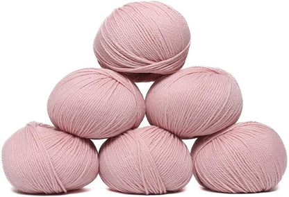 100% Baby Alpaca Yarn Wool Set of 6 Skeins (300 Grams) DK Weight - Made in Peru - Heavenly Soft and Perfect for Knitting and Crocheting (Baby Pink, DK - 6 Skeins)