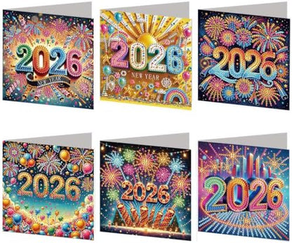6PCS New Year Diamond Art Painting Greeting Cards Kit with Envelopes - 5D DIY Diamond Art Card Kits for Adults - Handcrafted Postcards for Birthday & Holiday by Unknown