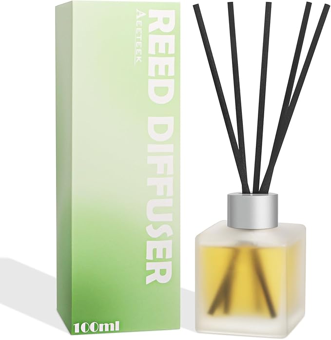 Aeeteek Reed Diffuser, Citrus & Orange Scented Oils Home Fragrance, 3.4fl oz(100ml) Long Lasting Fruity Air Freshener, Essential Oil for Bathroom Guest Room Decor (1-Pack)