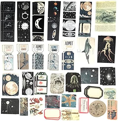 Esweny 200 Pieces Vintage Ephemera Scrapbooking Supplies Pack for Journaling, Decoupage Paper Scrapbook Stickers Kit for Junk Journal Planners Collage Craft Notebooks Album (Space and Sea) - Image 5