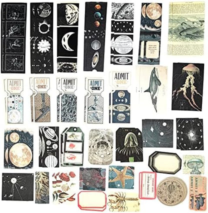 Esweny 200 Pieces Vintage Ephemera Scrapbooking Supplies Pack for Journaling, Decoupage Paper Scrapbook Stickers Kit for Junk Journal Planners Collage Craft Notebooks Album (Space and Sea) - Image 5