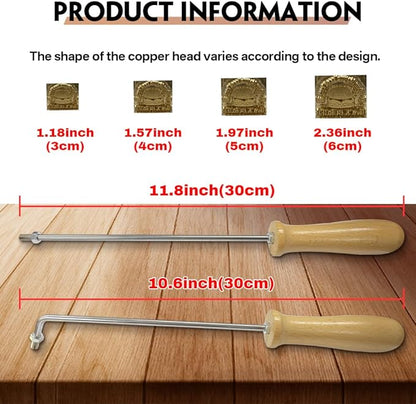 Custom Branding Iron for Wood & Leather | Personalized Wood Branding Iron Kit with Wood Burning Stamp | For Craftsmen, Bakers & DIY