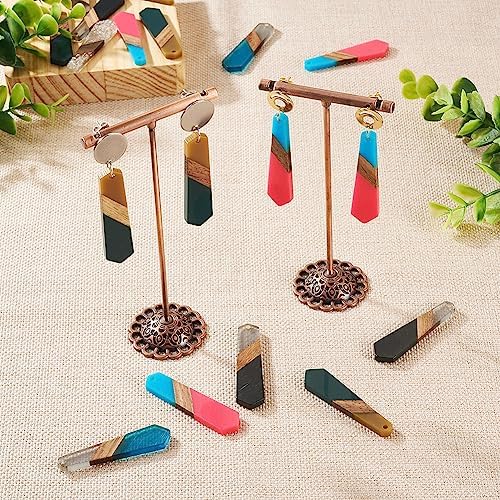 FASHEWELRY 20Pcs Hexagon Resin Wood Charms 3 Tone Polygon Wooden Earring Blanks Geometry Bohemia Earring Charms Wooden Earring Pieces Findings for Jewelry Making (RESI-TA0001-61-Biyun) - Image 3