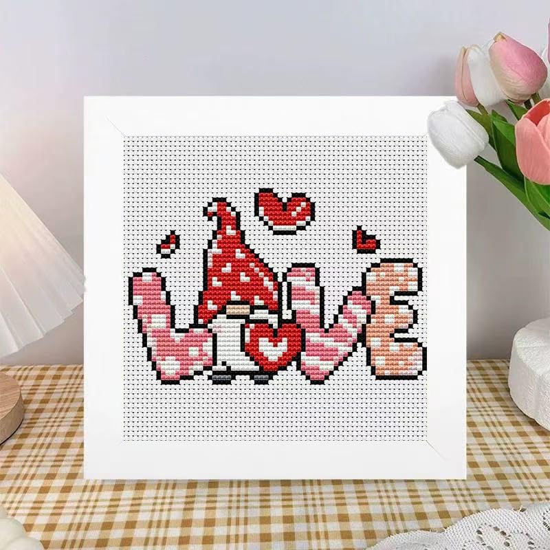 Tiwabb Gnome Stamped Cross Stitch Kits for Adults Beginners with Frame - Image 2