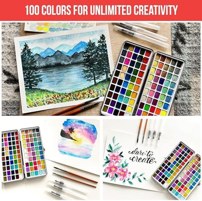 Watercolor Paint Set 100 Vibrant Colors for Adult Beginner Professional - Image 2
