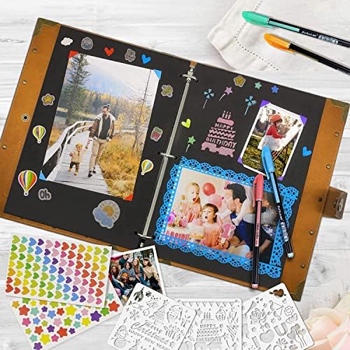 ZEEYUAN Leather Scrapbook DIY Photo Album 60 Pages Vintage Scrap Book Memory Photo Album 8.5x11 inch, Family Travelling Scrapbook Scrapbooking Kits for Couples Anniversary Birthday Gift - Image 5