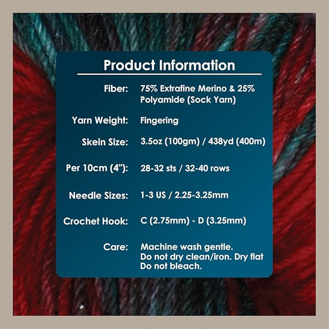 KnitPro Symfonie Hand Dyed Yarn | Extra Fine Merino Wool & Polyamide Blend for Knitting & Crocheting, Fingering Weight, Oeko-TEX Certified 400m, 100g Skein | Terra Variegated Old Delhi