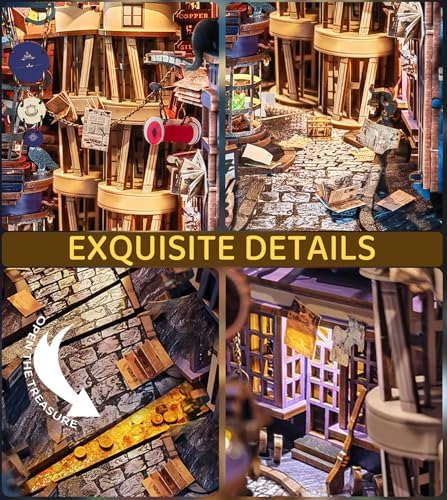 Spilay Book Nook Kit for Adults, Magic Night Lane DIY Miniature House Kit - Image 3