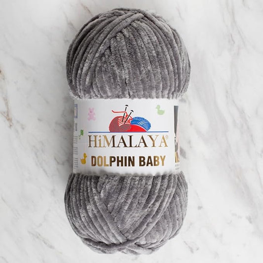 4 Skein/Pack Himalaya Dolphin Baby Chenille Yarn, Each Ball 100 gr (3.5 oz), 120 m (132 Yards), 100% Polyester, Super Bulky Baby Blanket Velvet Amigurumi Yarn, 80369 - Dark Gray