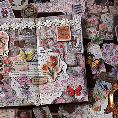 Esweny 100 PCS Vintage Ephemera Pack Journaling Scrapbooking Supplies Scrapbook Sticker Paper Kit for Junk Journal Planners Collage Craft Notebooks Decoupage Album (Flowers) - Image 6
