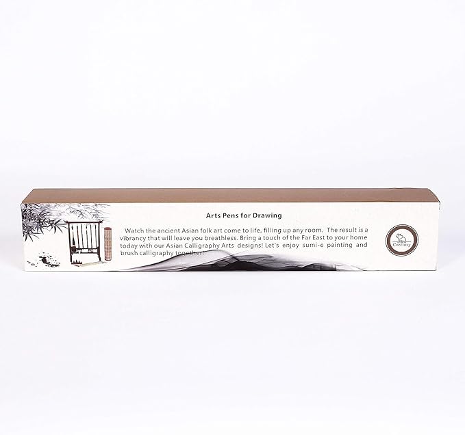 Corciosy 10PCS Chinese Calligraphy Brush Set, Writing Brush with Bamboo Storage Scoll, Japanese or Chinese Kanji Sumi-E Drawing Watercolor Brush