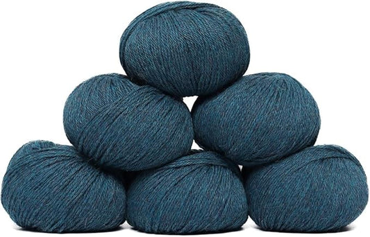 100% Baby Alpaca Yarn Wool Set of 6 Skeins (300 Grams) DK Weight - Made in Peru - Heavenly Soft and Perfect for Knitting and Crocheting (Aqua Blue, DK - 6 Skeins)