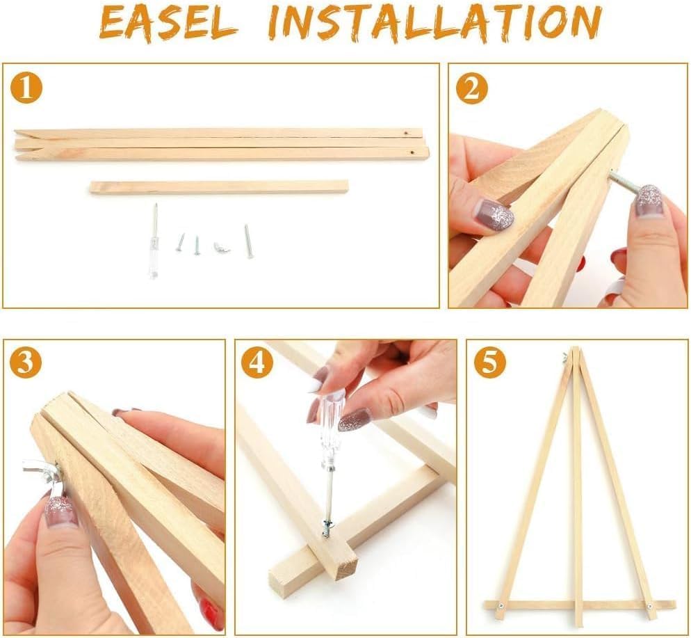 4 Pack Paint by Numbers Kit for Adults Framed Canvas with Wooden Easel - Image 6