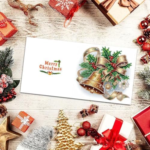 6 PCS Diamond Art Christmas Greeting Cards,5D Diamond Art Christmas Birthday Holiday Foldable Thank You Cards Blessing Greeting Card, Xmas Craft DIY Card Making Kits for Adults Gifts (Set F) - Image 6