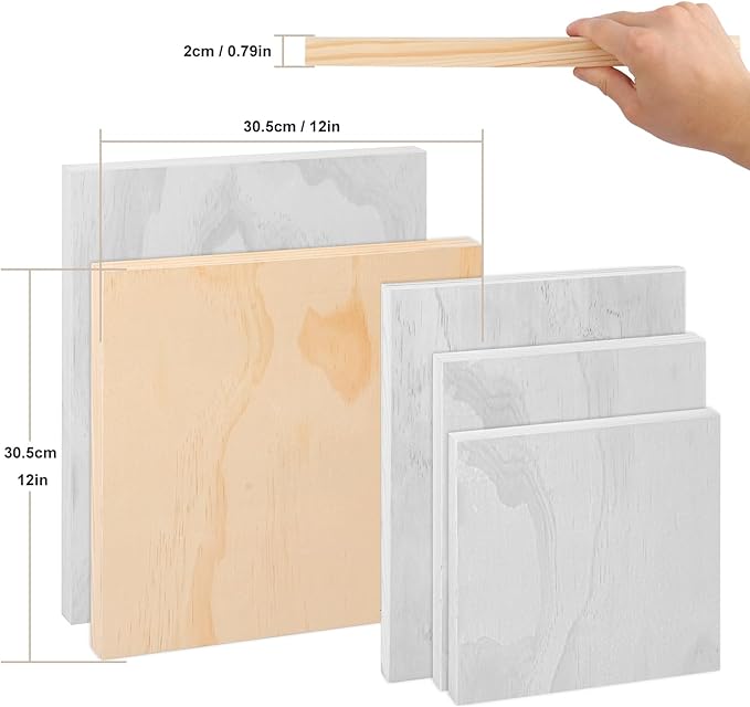 6 Pack 12 x 12 Inch Unfinished Wood Panels, Wooden Panel Boards for Painting, Crafts, and Home Decor
