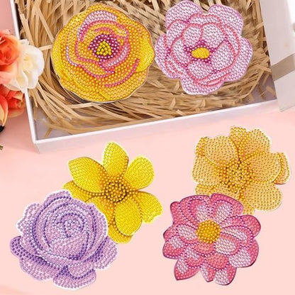 DOTZSO Diamond Art Coaster Kit 8Pcs Flower Diamond Painting Coaster 4×4in - Image 4