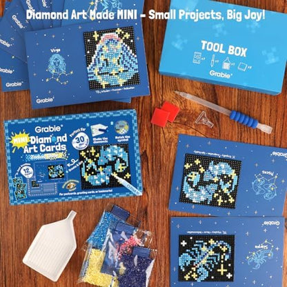 Grabie Mini Diamond Painting Cards Kit, 12 Pack Square Drill, Zodiac Glow - Image 4