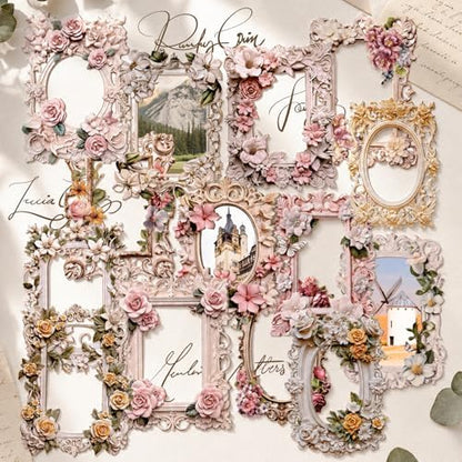 40Pcs Scrapbook Supplies Decor Papers, Floral Frames Junk Journal Supply by KEIVIWO