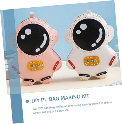 ERINGOGO 1Set DIY Coin Bag Kit PU Hand Purse Sewing Material Fun Craft Project for All Ages for and Activities