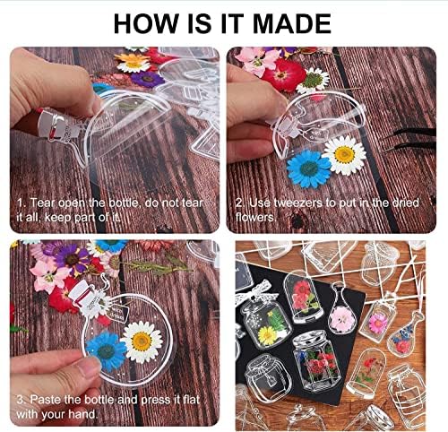 40PC Large Size Bookmark, Flower Page Clips Bookmarks, Children Gifts Handmade DIY Transparent Beautiful Flower Page, Glass Bottle Wishing Bottle Stickerr - Image 4