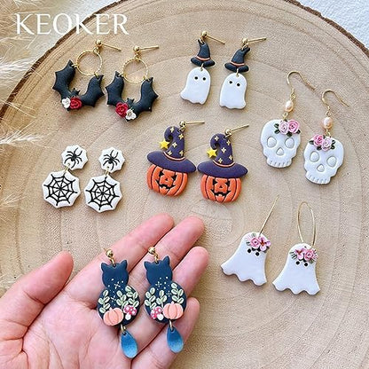 KEOKER Halloween Clay Cutters, Clay cutters for Halloween Earrings Making, 10 Shapes Halloween Clay Earrings Cutters, Halloween Polymer Clay Cutters (Earrings Clay Cutters 1) - Image 5