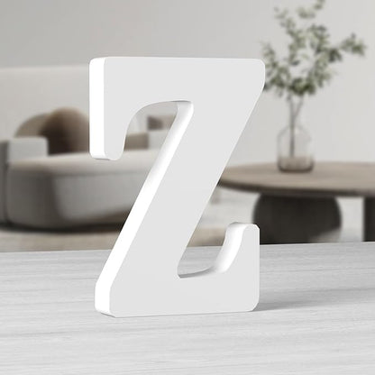 AOCEAN 10 Inch White Big Wood Letters, Unfinished Wooden Letters for Wall Decor Decorative Standing Letters Slices Sign Board Decoration for Craft Home Party Projects (Z)