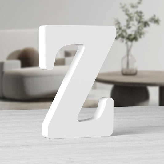 AOCEAN 10 Inch White Big Wood Letters, Unfinished Wooden Letters for Wall Decor Decorative Standing Letters Slices Sign Board Decoration for Craft Home Party Projects (Z)