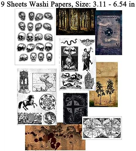 Dark Academia Junk Journal Supplies, Vintage Skull Decoupage Paper for Scrapbook Kit, 45pcs Astrology Ephemera for Junk Journals, Mushroom Plant Materials for Room Decor Wall Collage Kit - Image 2